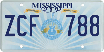 MS license plate ZCF788