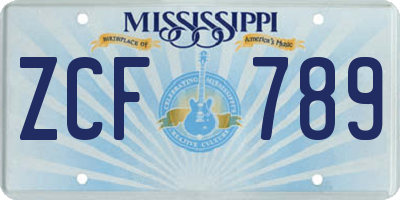 MS license plate ZCF789