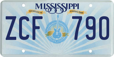 MS license plate ZCF790