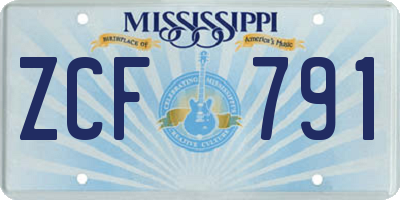 MS license plate ZCF791