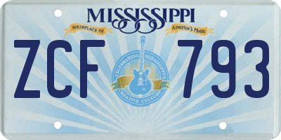 MS license plate ZCF793