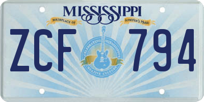 MS license plate ZCF794