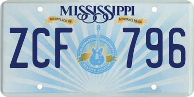 MS license plate ZCF796