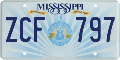 MS license plate ZCF797