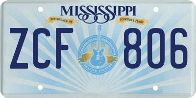 MS license plate ZCF806