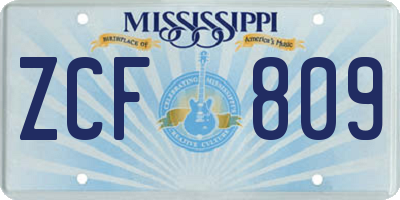 MS license plate ZCF809
