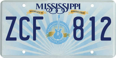 MS license plate ZCF812