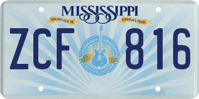 MS license plate ZCF816