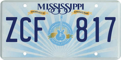 MS license plate ZCF817