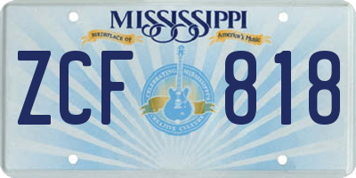 MS license plate ZCF818
