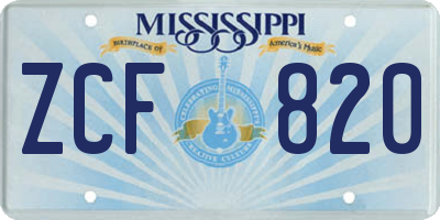 MS license plate ZCF820