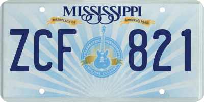 MS license plate ZCF821