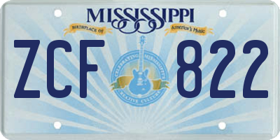 MS license plate ZCF822