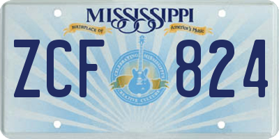 MS license plate ZCF824