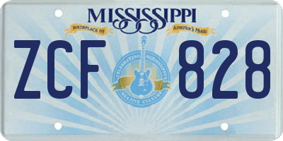 MS license plate ZCF828