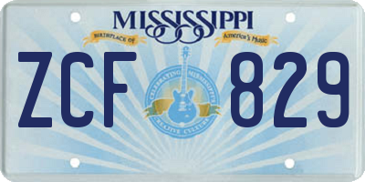 MS license plate ZCF829