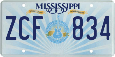 MS license plate ZCF834