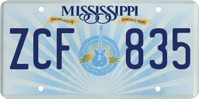 MS license plate ZCF835