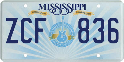MS license plate ZCF836