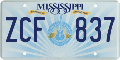 MS license plate ZCF837