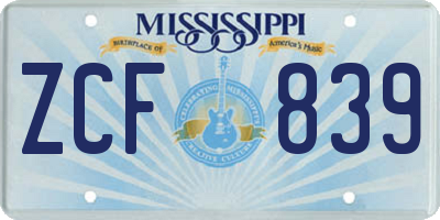 MS license plate ZCF839