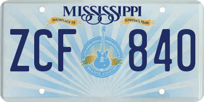MS license plate ZCF840