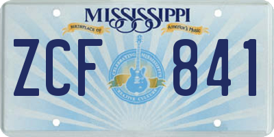 MS license plate ZCF841