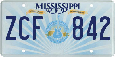 MS license plate ZCF842