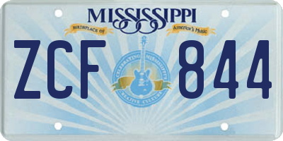 MS license plate ZCF844