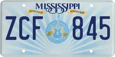 MS license plate ZCF845