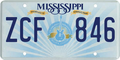 MS license plate ZCF846