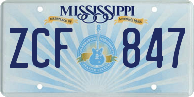 MS license plate ZCF847
