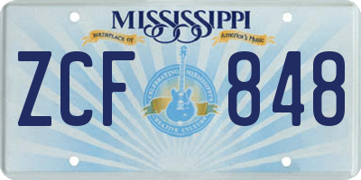 MS license plate ZCF848