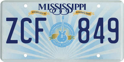 MS license plate ZCF849