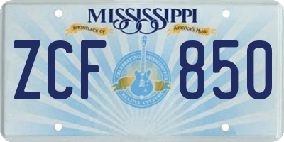 MS license plate ZCF850