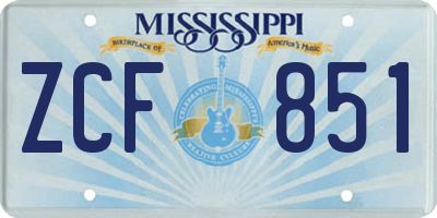 MS license plate ZCF851