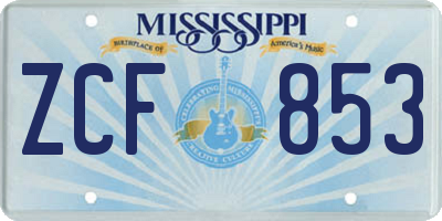 MS license plate ZCF853