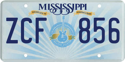 MS license plate ZCF856