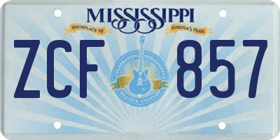 MS license plate ZCF857