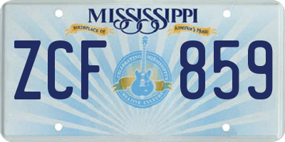 MS license plate ZCF859