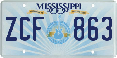 MS license plate ZCF863