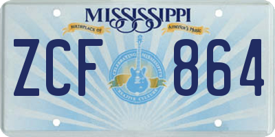MS license plate ZCF864