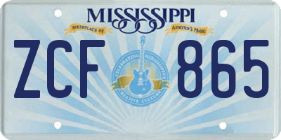MS license plate ZCF865