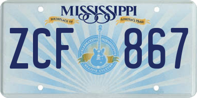 MS license plate ZCF867