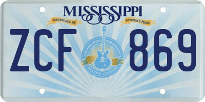 MS license plate ZCF869