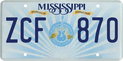 MS license plate ZCF870