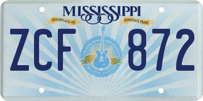 MS license plate ZCF872
