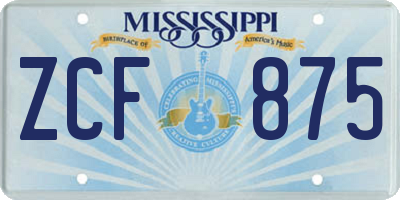 MS license plate ZCF875