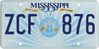 MS license plate ZCF876