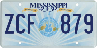 MS license plate ZCF879